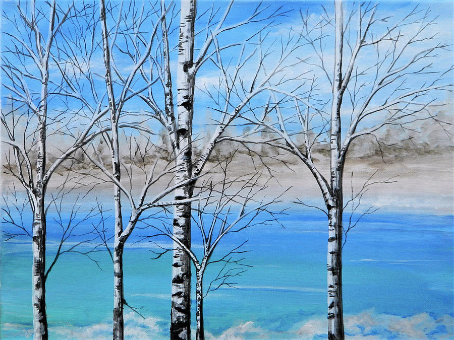 Birch Trees by the Lake Painting by Judy Horan - Fine Art America