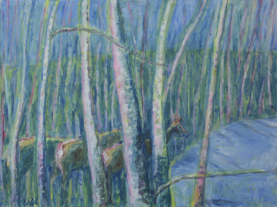 Birch Painting - Birch trees in Spring by Vibeke Moldberg Birch Painting - Birch trees in Spring by Vibeke Moldberg