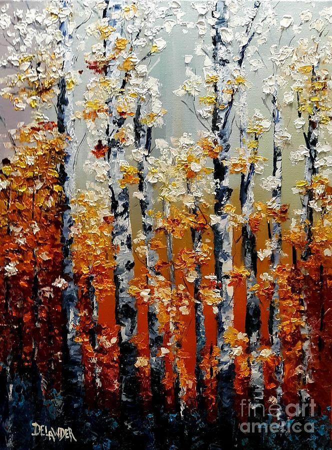 Birch Trees Painting by Mary DeLawder