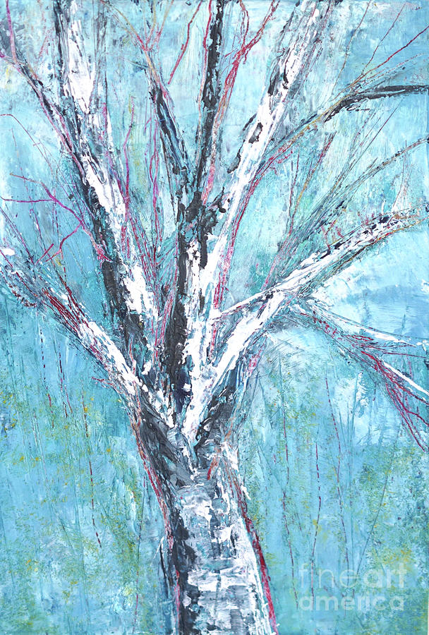 Birch Trunk Painting by Christine Chin-Fook