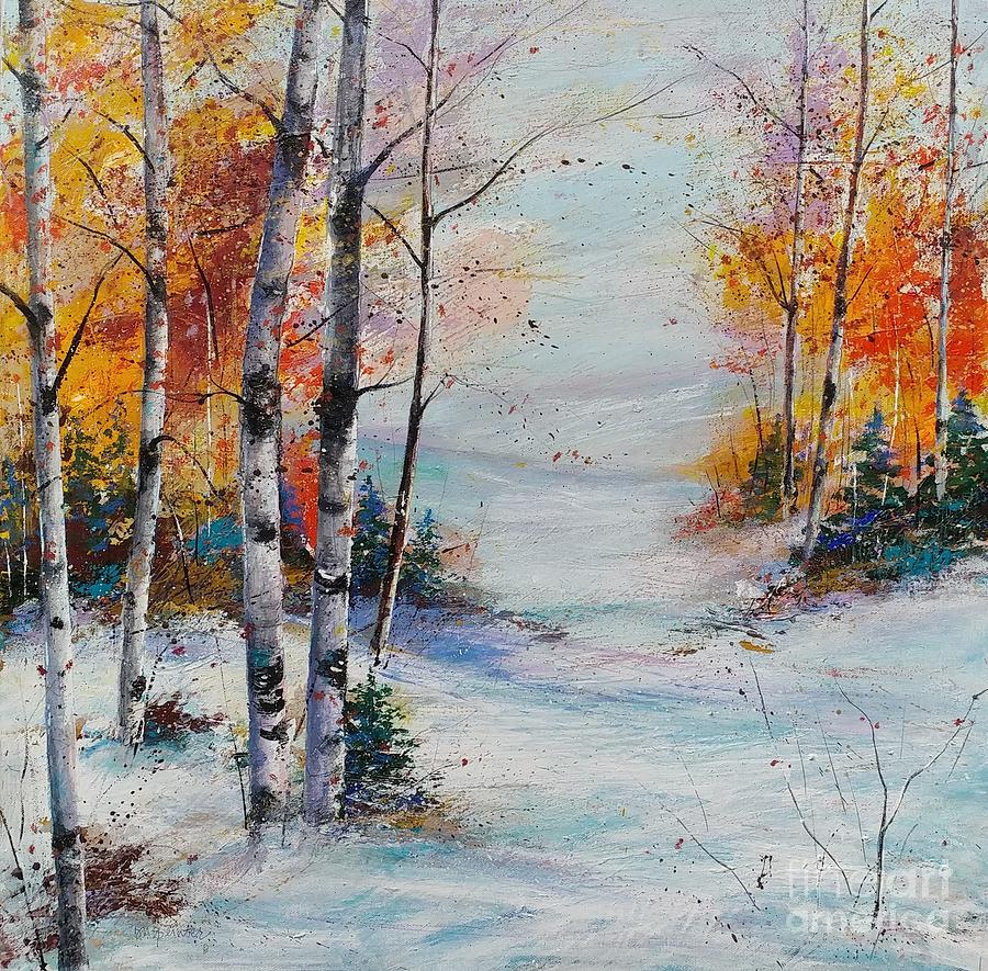 Birches Painting - Birch Winter by Diane Splinter