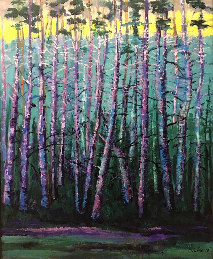 Birches at Sunrise Painting by Mark Lore