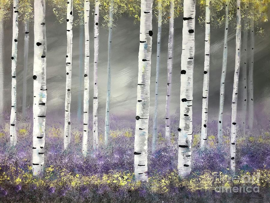 Birches in Spring  Painting by Stacey Zimmerman
