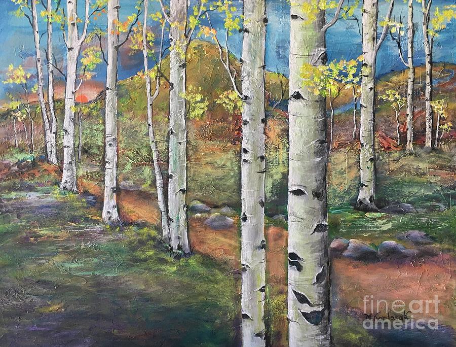 Birch trees  Painting by Maria Karlosak