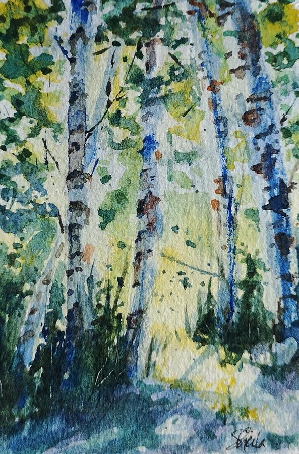 Birches Painting by Sheila Romard