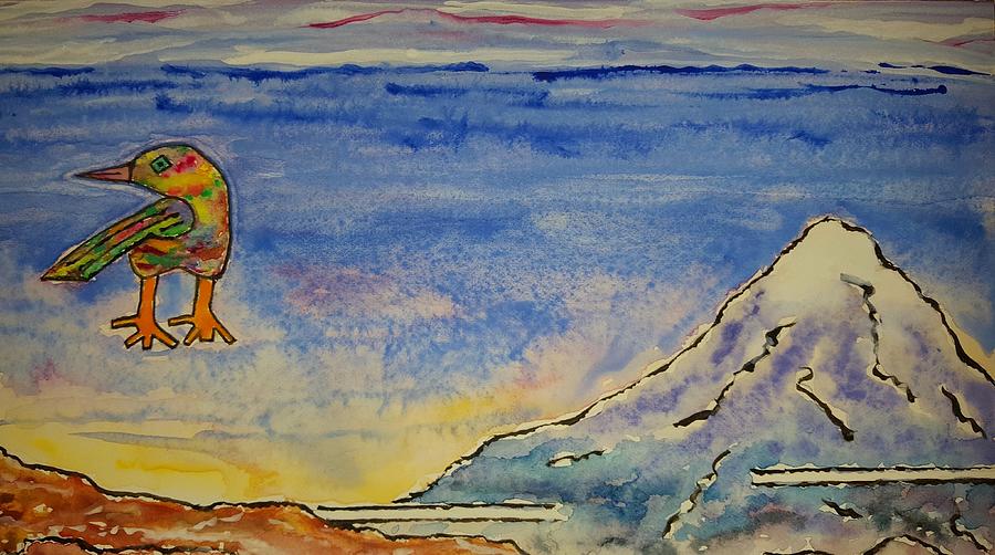 Bird and Mountain Painting by John Klobucher