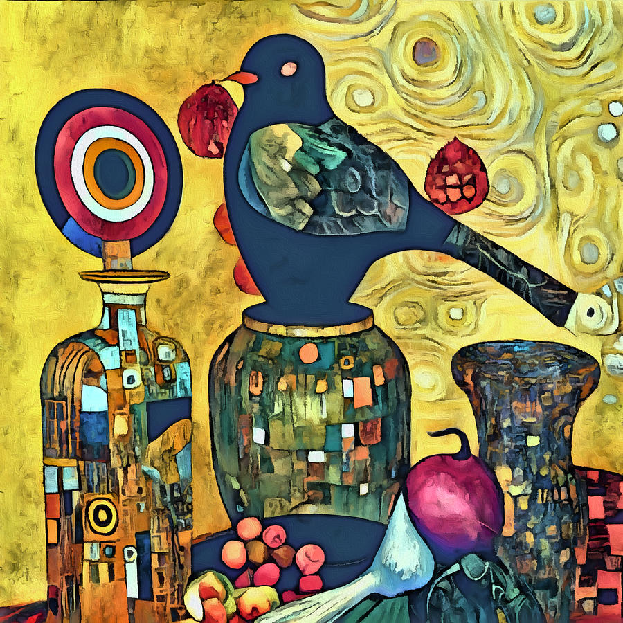 Bird and Still Life 1 Mixed Media by Ann Leech