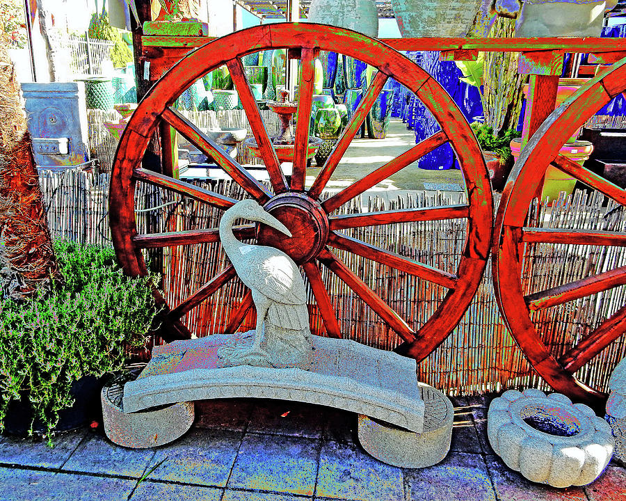 Bird and Wagon Wheel Photograph by Andrew Lawrence