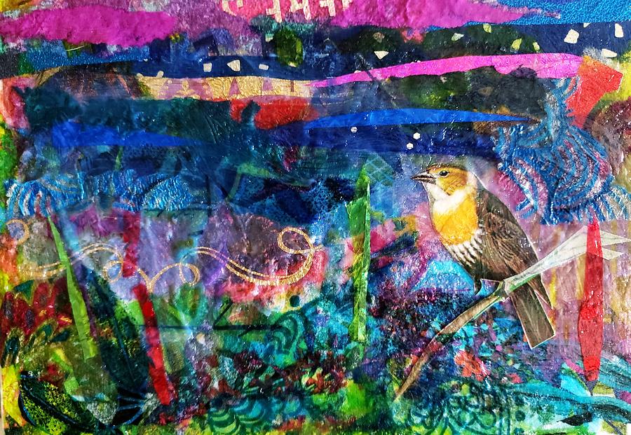 Bird at Night Mixed Media by Deborah Cherrin