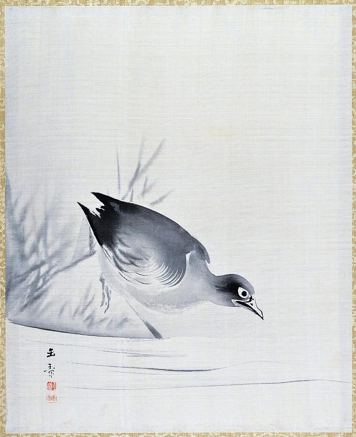 Bird at the Waters Edge - Digital Remastered Edition Painting by Kawabata Gyokusho