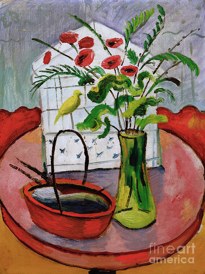 August Macke Painting - Bird Cage  AKG309906 by August Macke