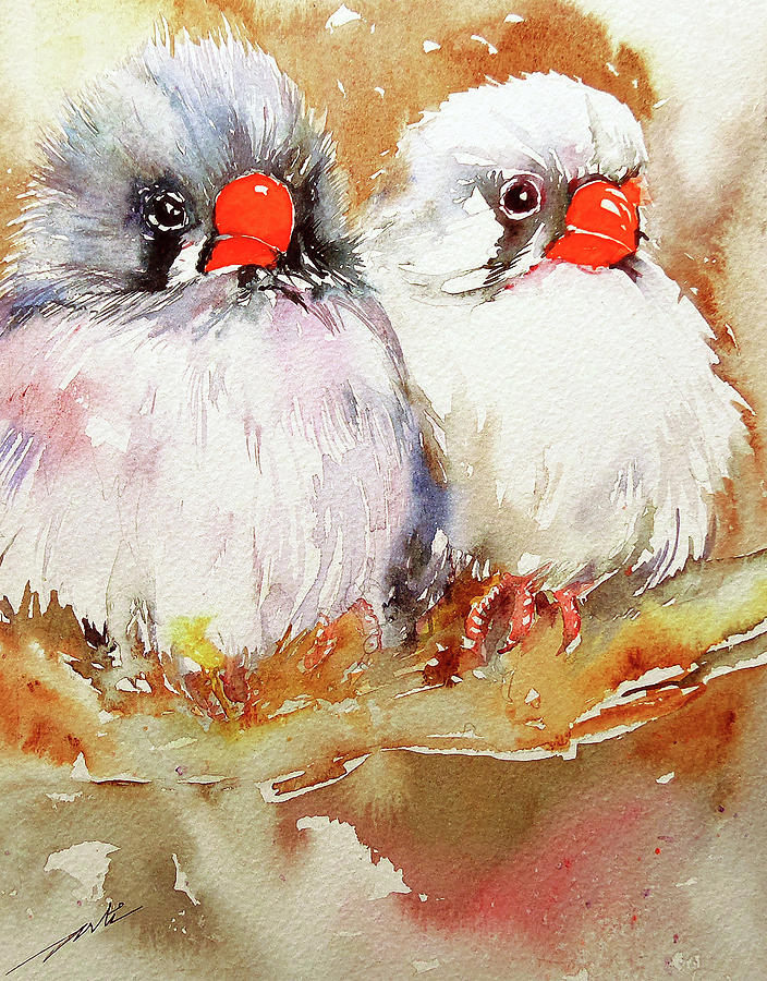Bird Couple Painting by Arti Chauhan