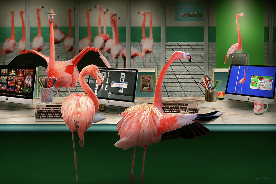Bird - Flamingo - Wading at the DMV Photograph by Mike Savad