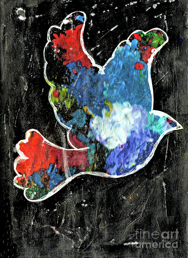 Bird Flying At Night Mixed Media by Genevieve Esson
