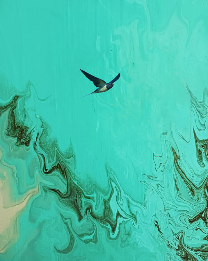 Bird flying over rough water Painting by Laura Vanatka - Fine Art America