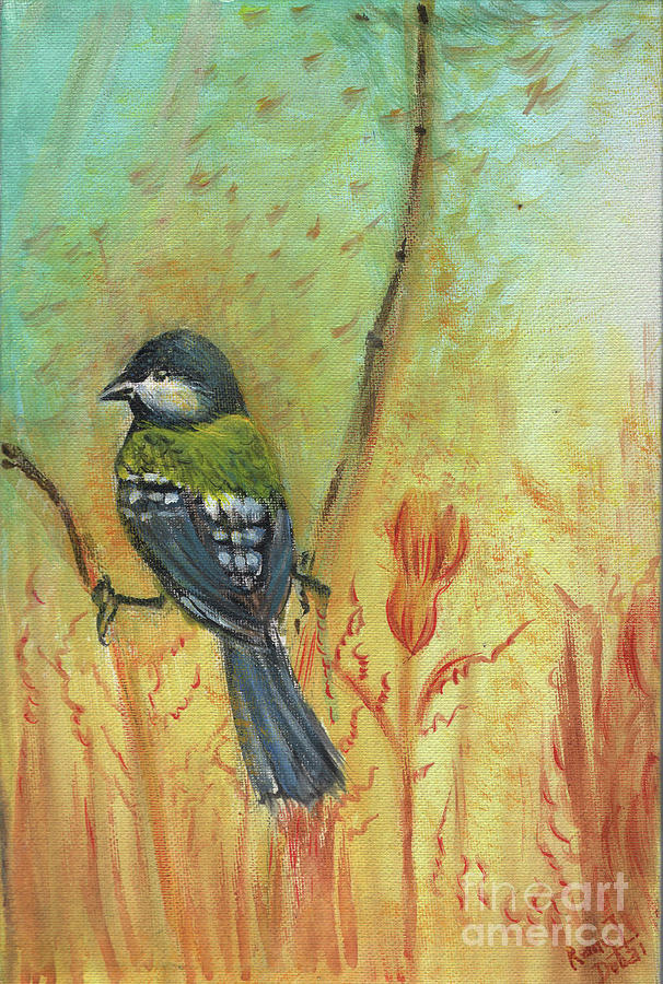 Bird in autumn Painting by Remy Francis