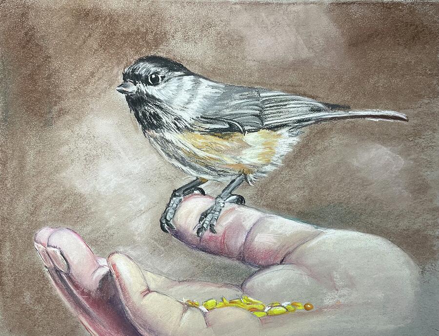 Bird in the hand Pastel by Teresa Smith