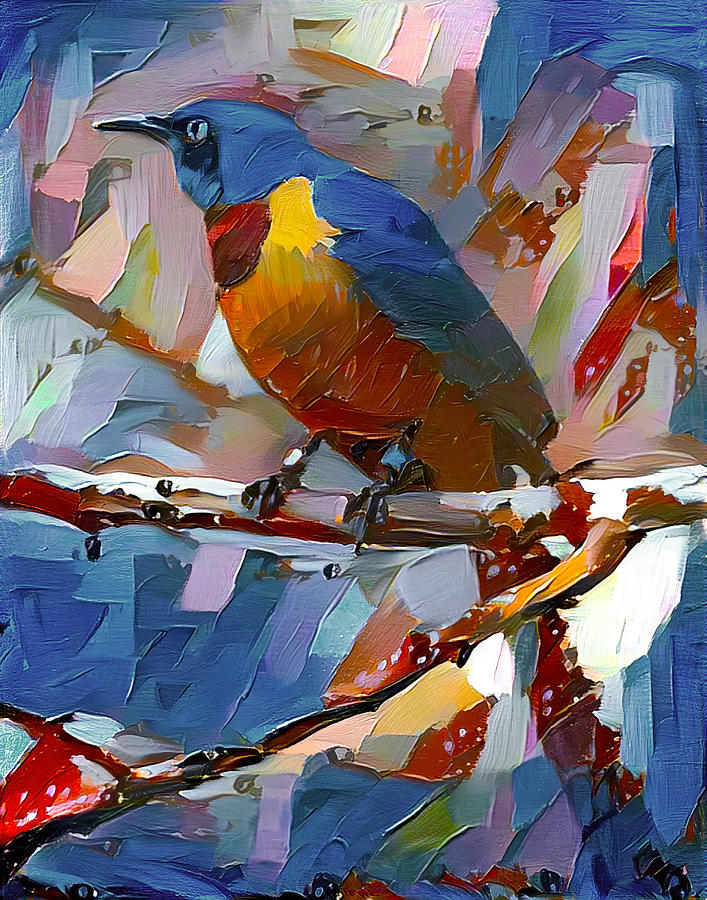 Bird Listening In Paint Digital Art by Yury Malkov