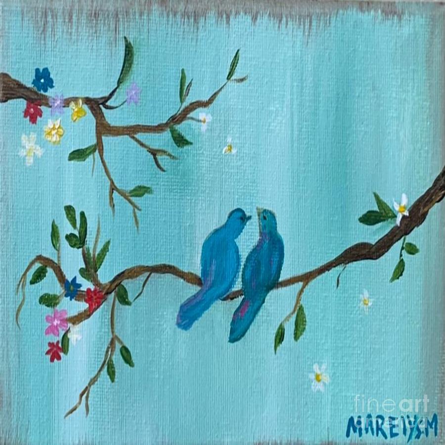 Bird Love Painting by Marelys Medina - Fine Art America