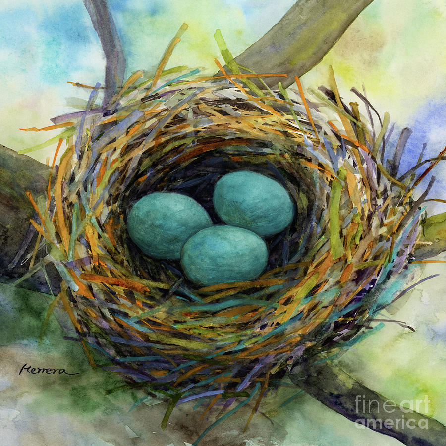 Bird Nest 2 - Robin Eggs Painting