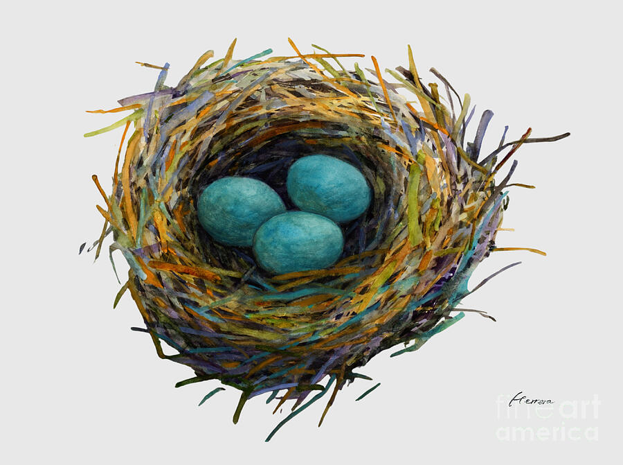 Bird Nest 2 - Solid Background Painting