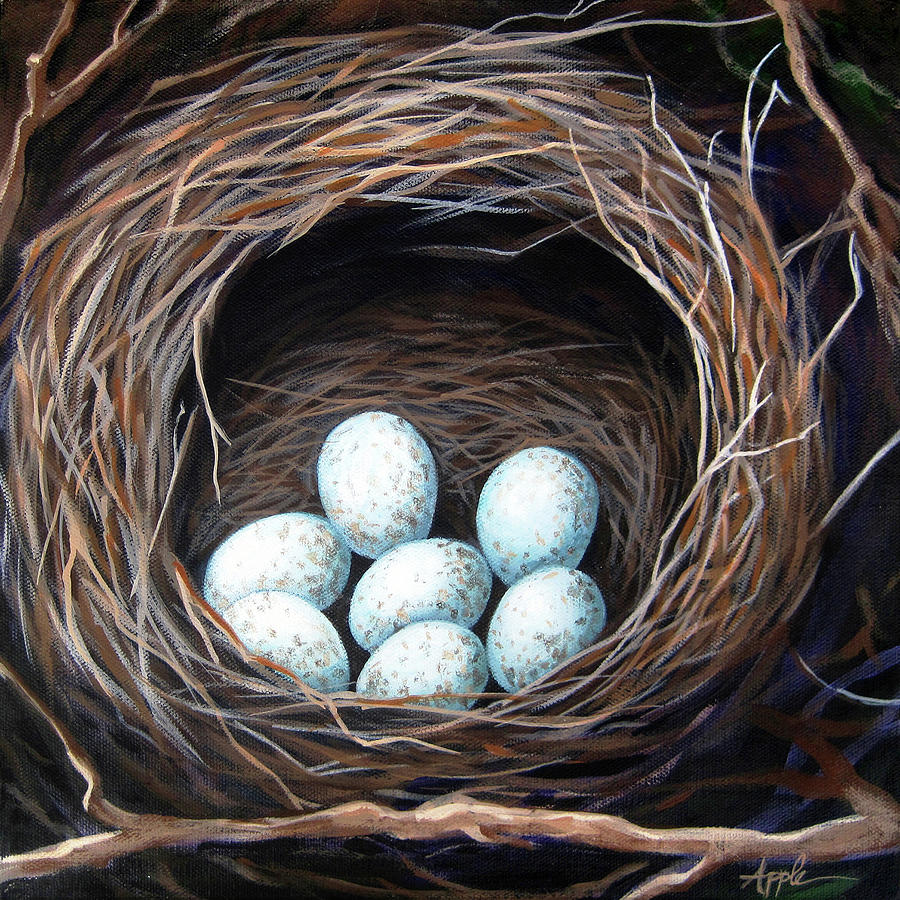 Bird Nest Painting by Linda Apple