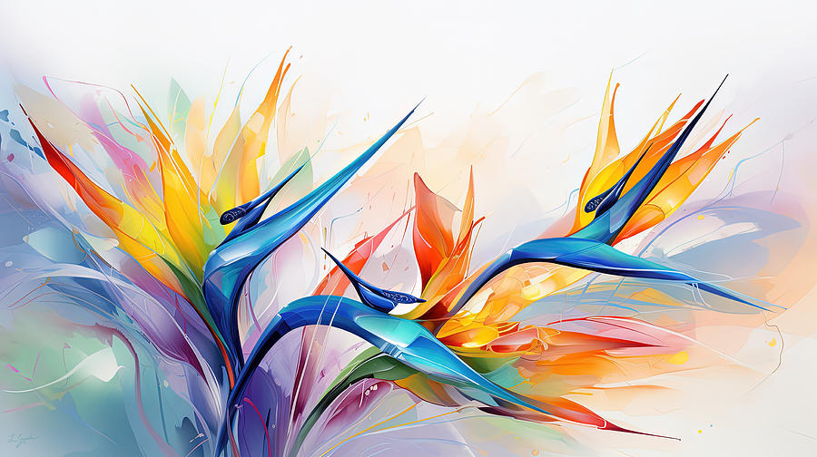 Bird of Paradise Abstract Art Painting by Lourry Legarde