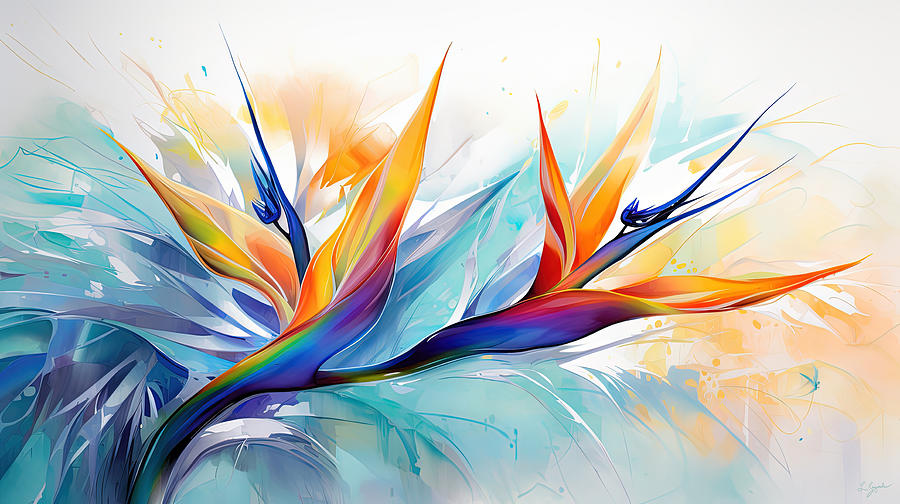 Bird of Paradise Abstract Painting Painting by Lourry Legarde