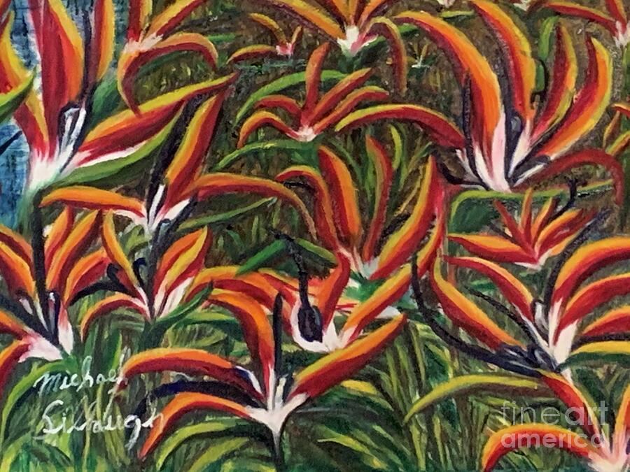 Flower Painting - Bird of Paradise Garden by Michael Silbaugh
