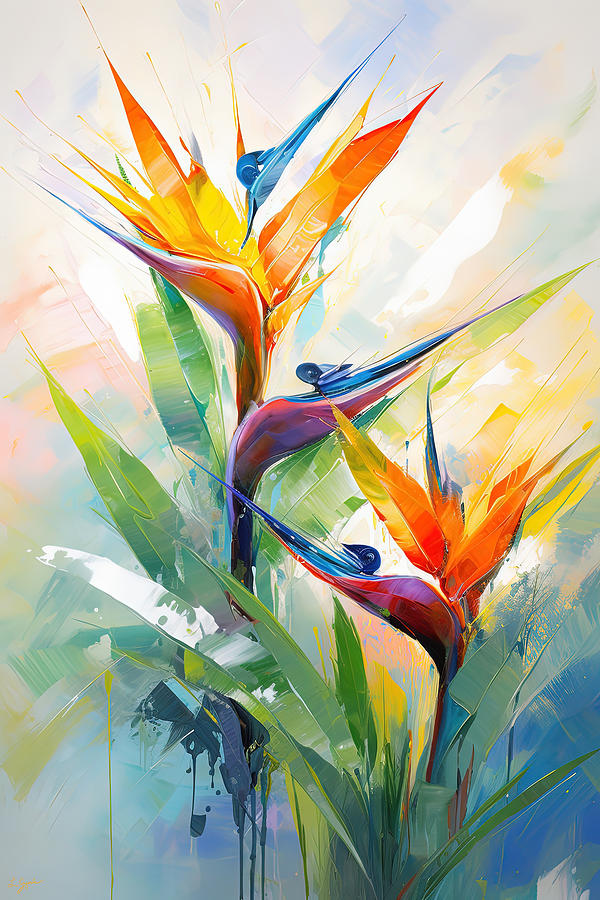 Bird of Paradise Painting Painting by Lourry Legarde