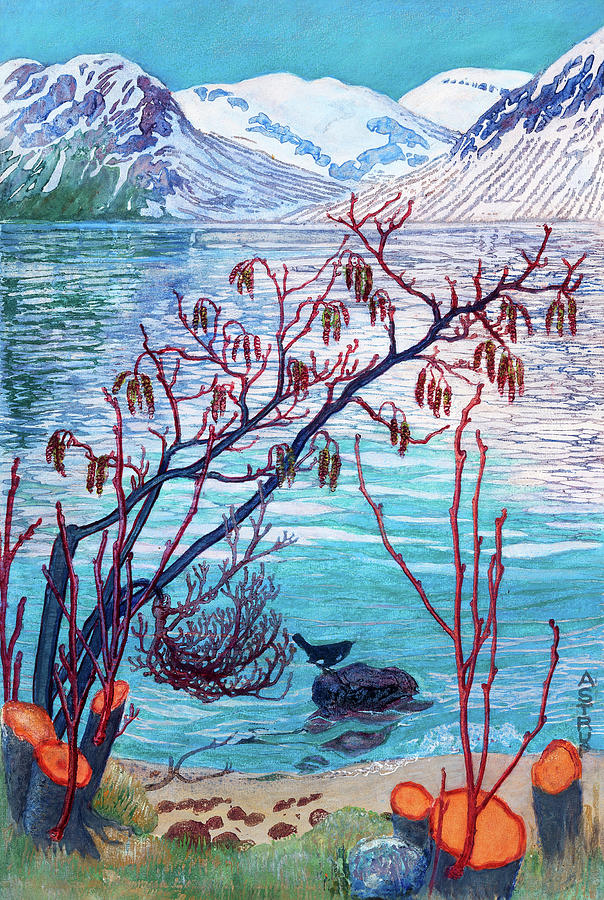 Nikolai Astrup Painting - Bird on a Stone, 1914 by Nikolai Astrup Nikolai Astrup Painting - Bird on a Stone, 1914 by Nikolai Astrup