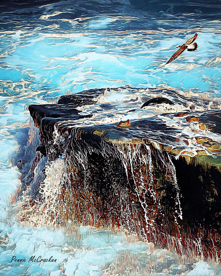 Bird Over The Water Digital Art by Pennie McCracken