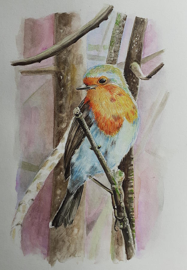 Bird on a tree II Painting by Carolina Prieto Moreno
