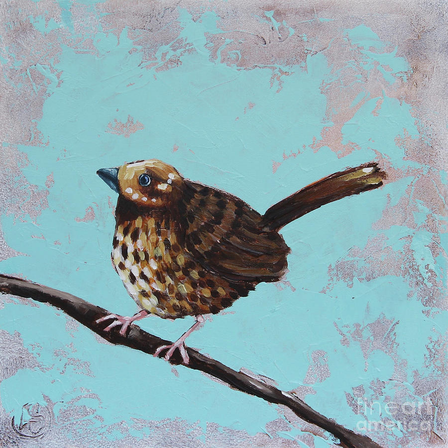 Bird sitting on a branch Painting by Lucia Stewart
