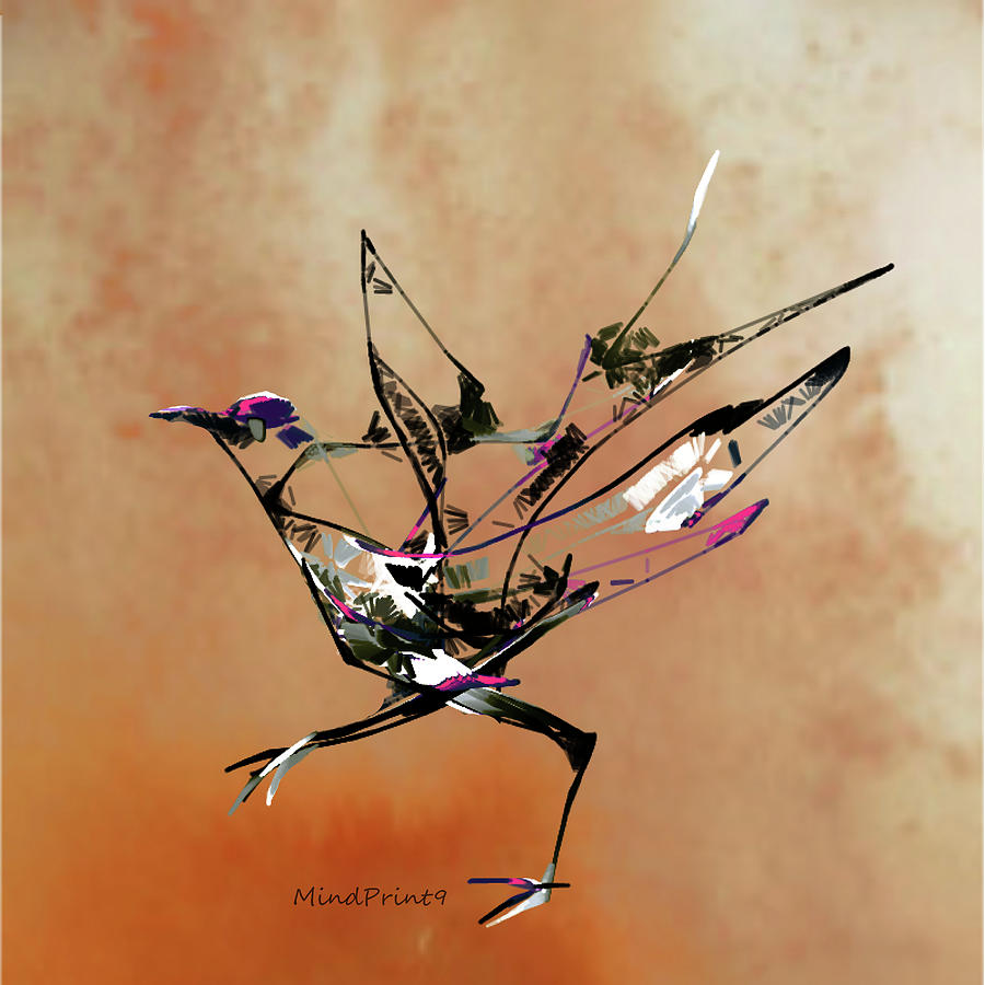 Bird Sketch Digital Art by Asok Mukhopadhyay