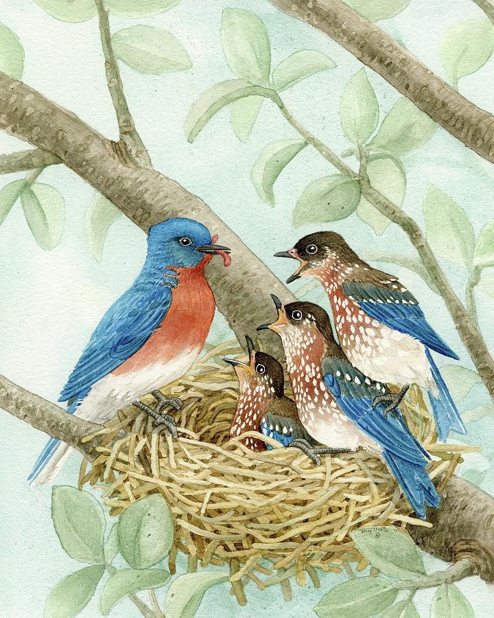 Bird Tree with Bluebirds Painting by Tracy Lizotte
