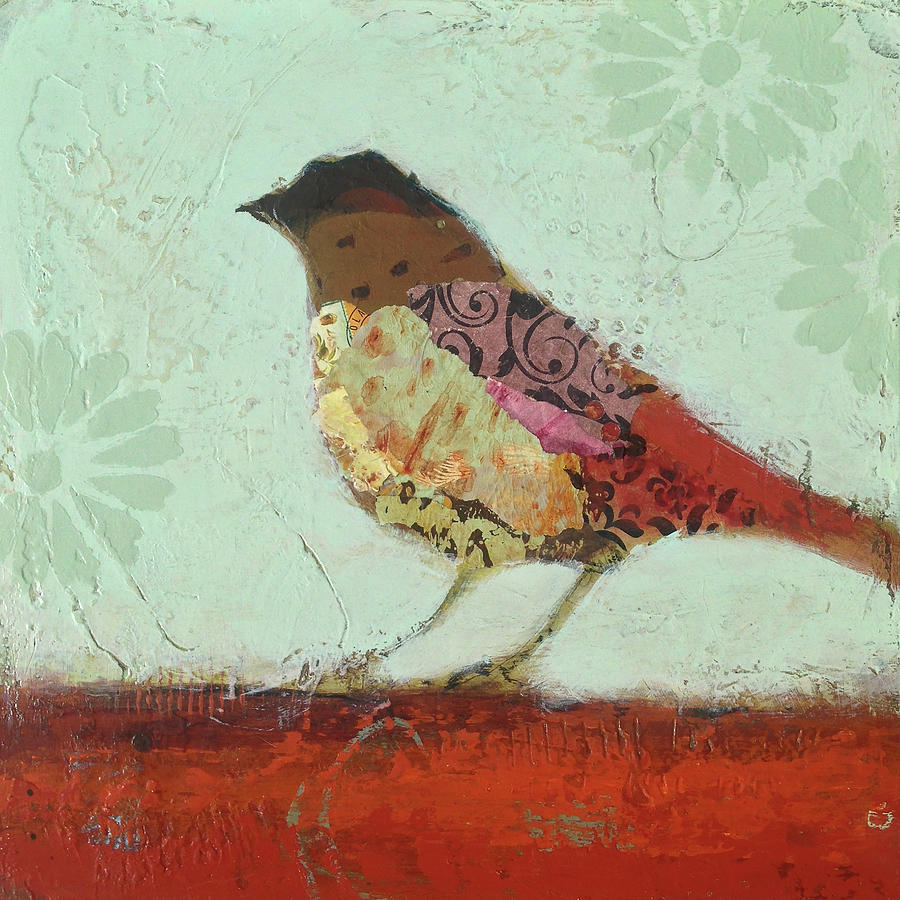 Bird with Floral Pattern No. 1 Painting by Shelli Walters