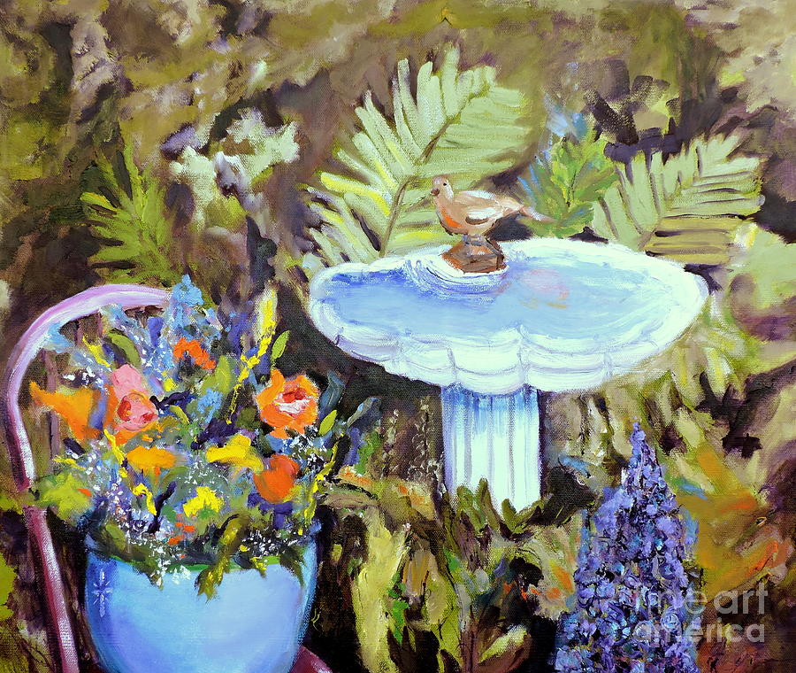 Birdbath Painting by Jodie Marie Anne Richardson Traugott          aka jm-ART