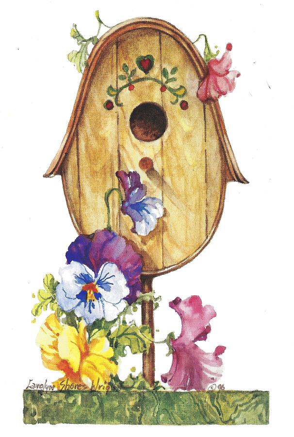 Birdhouse Pansies Painting by Carolyn Shores Wright - Fine Art America