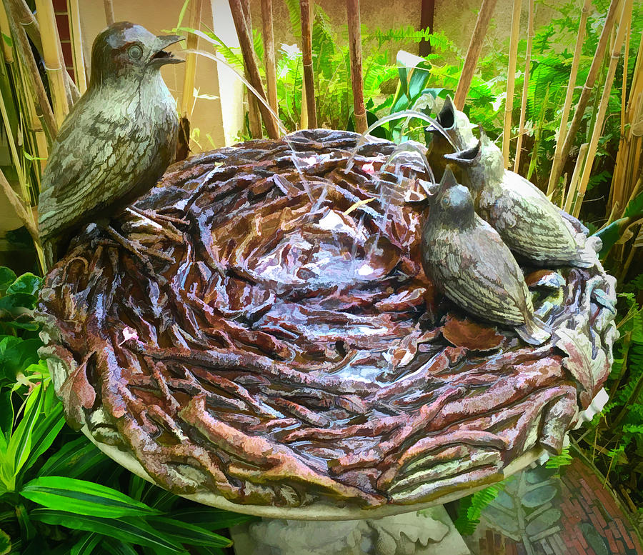 Birds All In A Nest Bronze Fountain Longwood Gardens Photograph by Deborah League
