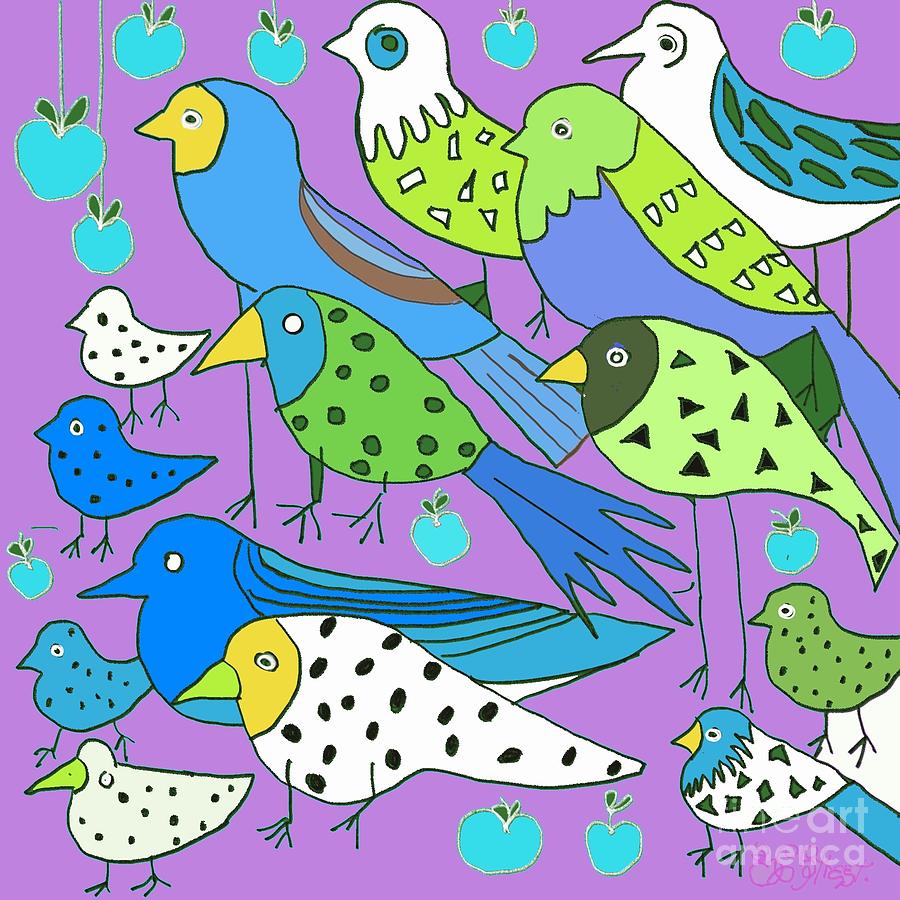 Birds and Apples. Digital Art by Caroline Street Birds and Apples. Digital Art by Caroline Street