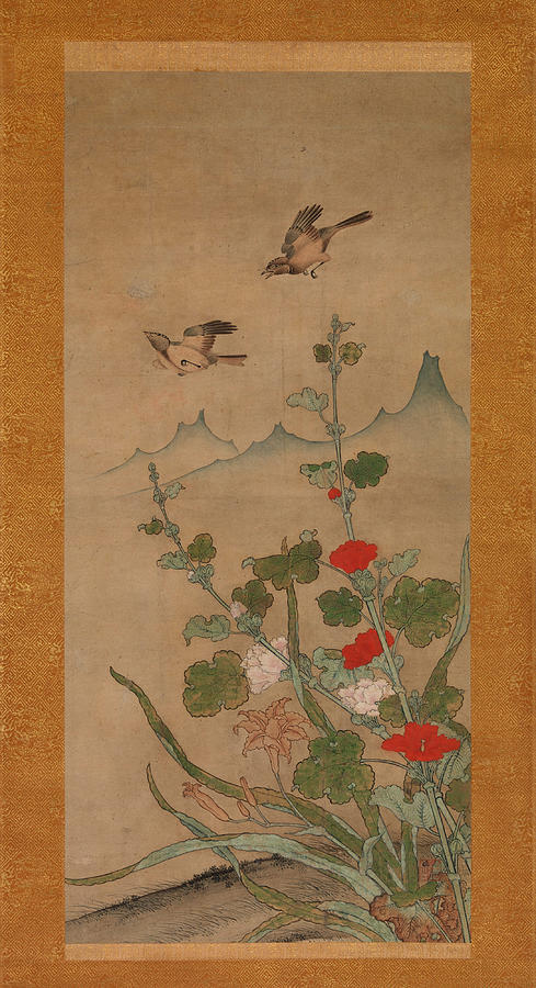 Birds and Flowers of Summer and Autumn Painting by Shikibu Terutada
