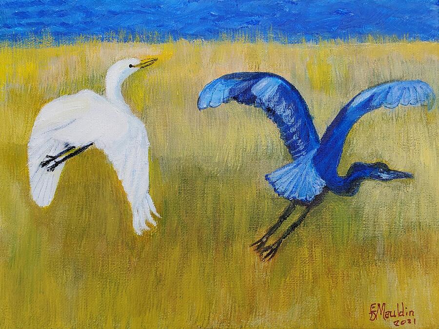 Birds at Emerald Isle Painting by Elizabeth Mauldin