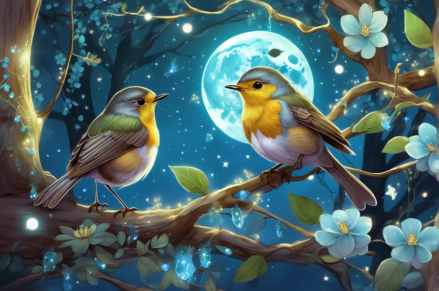 Birds By Night Digital Art