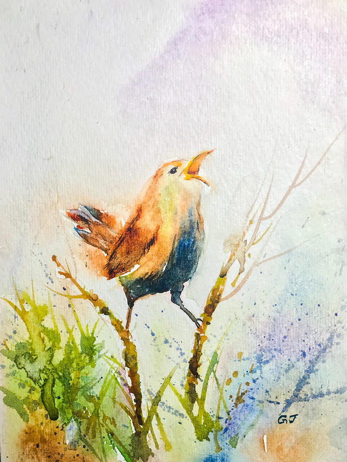 Birds call watercolor Painting by George Jacob
