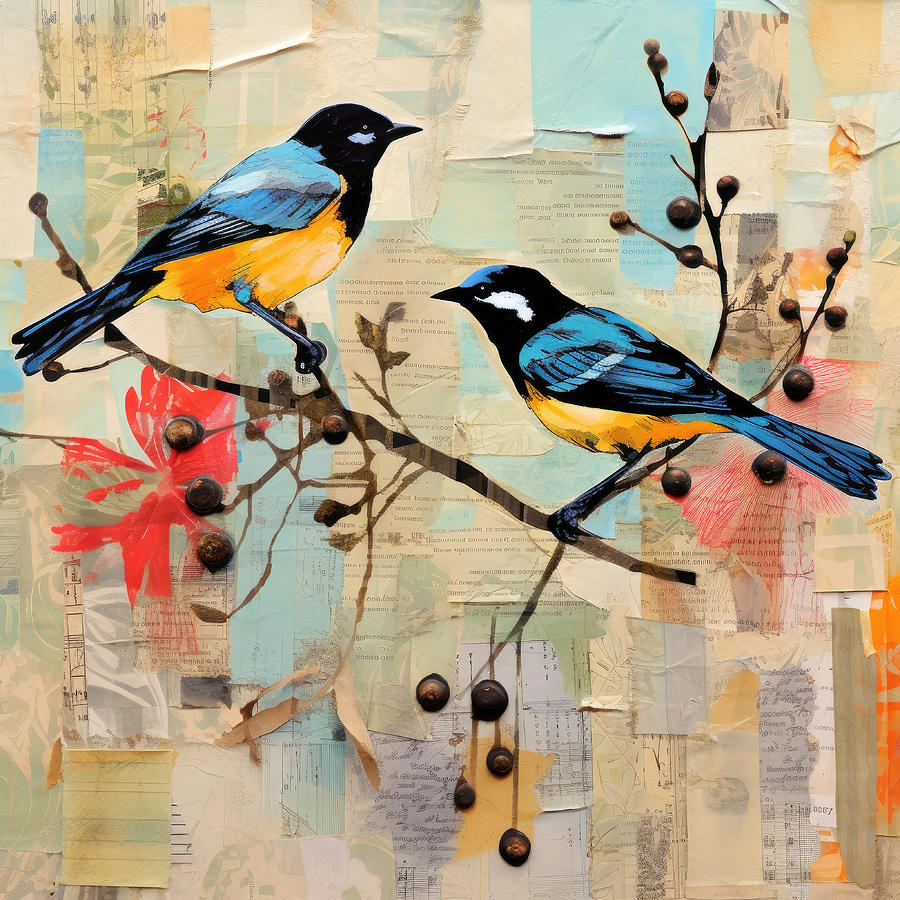 Flower Digital Art - Birds Collage by My Head Cinema