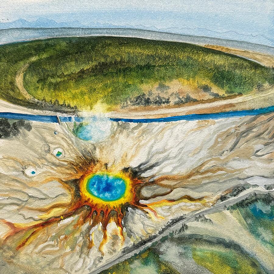 Birds Eye View of Grand Prismatic Painting by Tonja Opperman