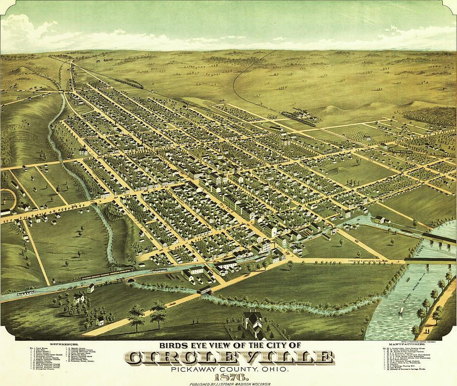 Birds Eye View of The City of Circleville, Ohio - 1876 - Birds Eye View ...