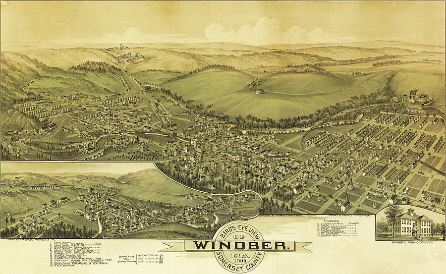 Birds Eye View of Windber, Pennsylvania - 1900 - Birds Eye View Map ...