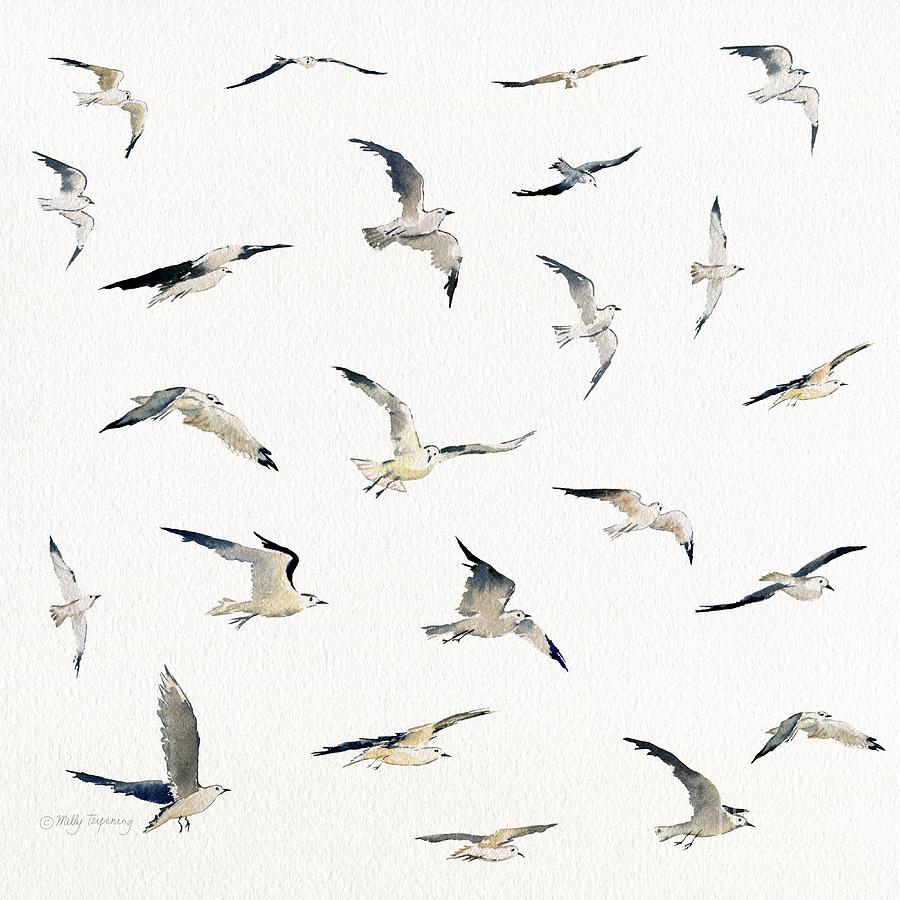 Birds Flock  Painting by Melly Terpening